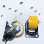 چرخ سنگین پلی اورتان زرد – ثابت، گردان و گردان ترمزدار - تصویر 3